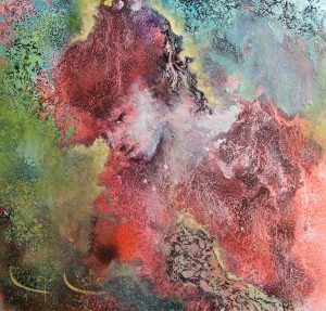 Ondine - Technique mixte sur bois 56x53 cm