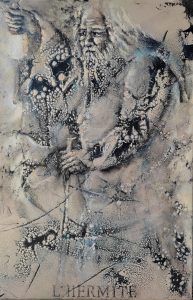 L'Hermite - Technique mixte sur toile 100x65 -